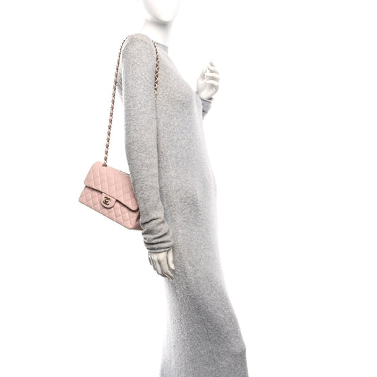 Lambskin Quilted Small Double Flap Light Pink