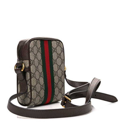 GG Supreme Monogram Web Mini Ophidia Messenger Brown