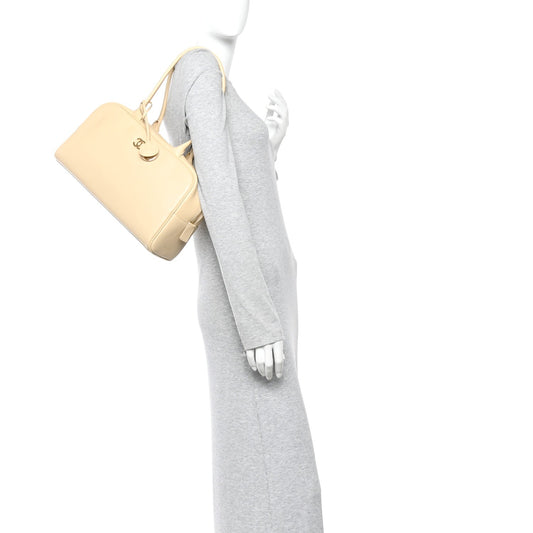 Calfskin Large Bowling Bag Beige
