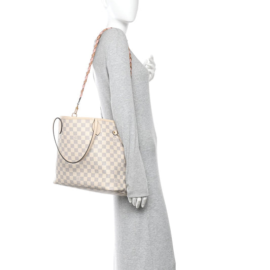 Damier Azur Braided Neverfull MM Pink