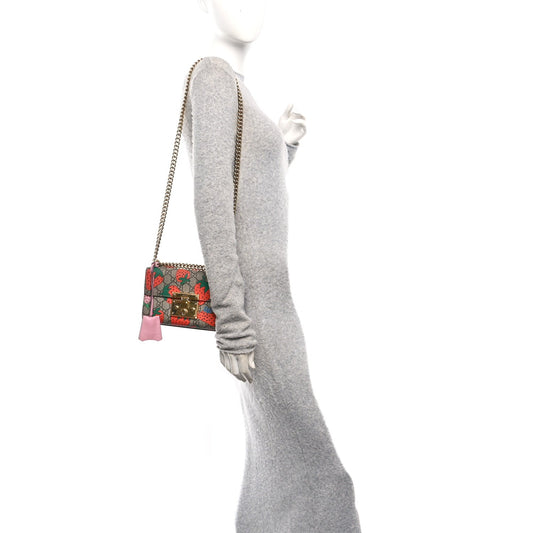 GG Supreme Monogram Strawberry Small Padlock Shoulder Bag