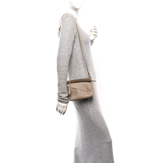Soft Grained Calfskin Mini Puzzle Edge Bag Sand