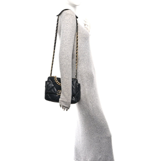 Lambskin Quilted Medium Chanel 19 Flap Black