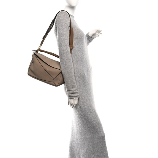 Grained Calfskin Medium Puzzle Bag Sand Mink