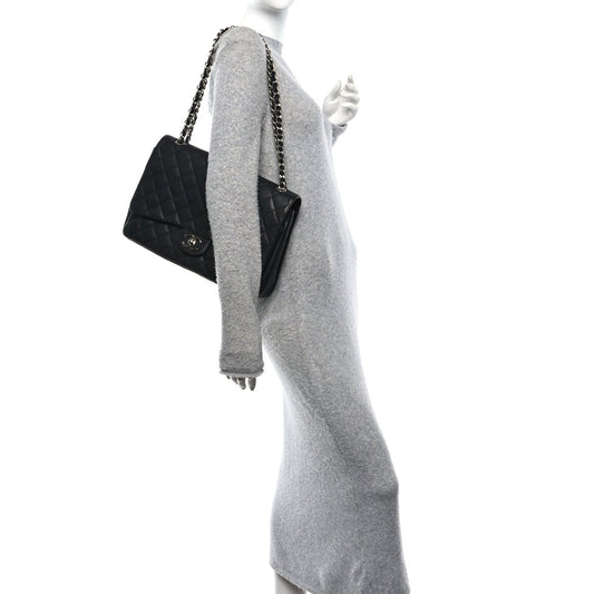 Caviar Quilted Maxi Double Flap Black