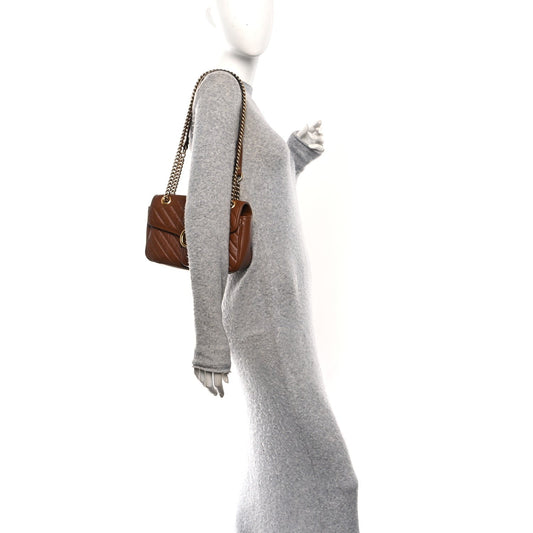 Azalea Calfskin Matelasse Diagonal Small GG Marmont Shoulder Bag Cuir