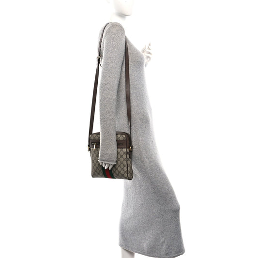 GG Supreme Monogram Web Small Ophidia Messenger Bag Brown