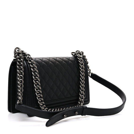 Caviar Quilted Medium Boy Flap Black
