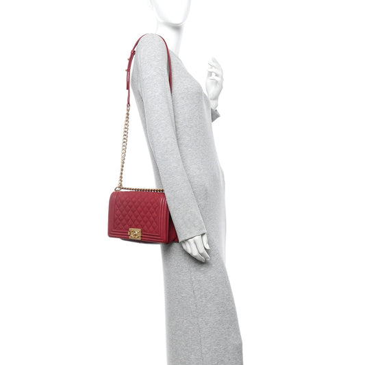 Caviar Quilted Medium Boy Flap Burgundy