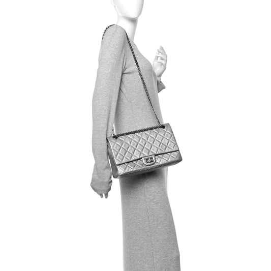 Metallic Aged Calfskin Quilted 2.55 Reissue 226 Flap Silver