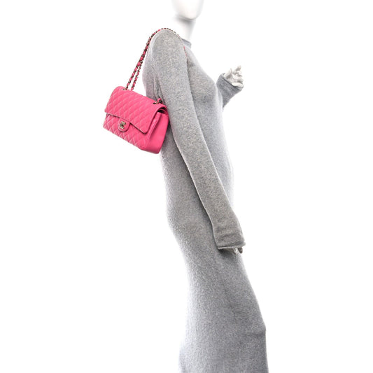 Caviar Quilted Medium Double Flap Pink