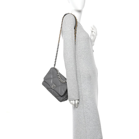 Lambskin Quilted Medium Chanel 19 Flap Grey