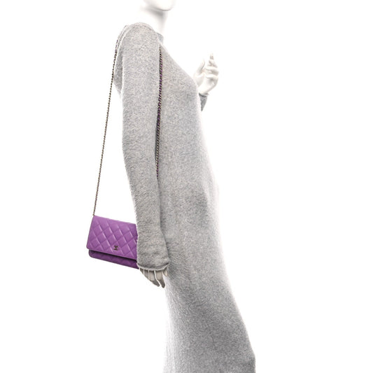 Caviar Quilted Wallet On Chain WOC Purple