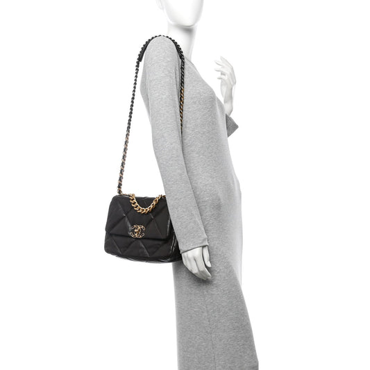 Lambskin Quilted Medium Chanel 19 Flap Dark Brown