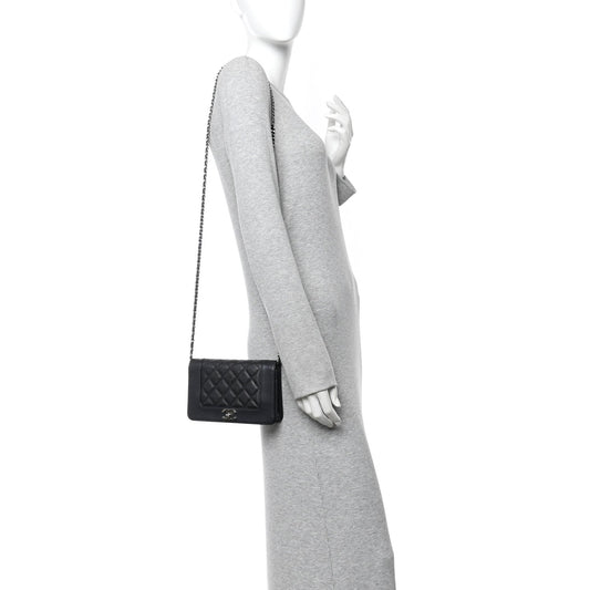 Caviar Quilted Vintage Mademoiselle Wallet On Chain WOC Black
