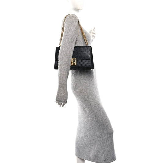Guccissima Medium Padlock Shoulder Bag Black