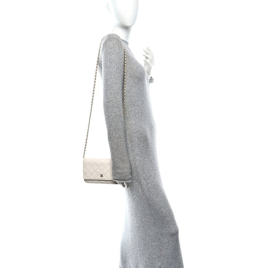 Caviar Quilted Wallet On Chain WOC White