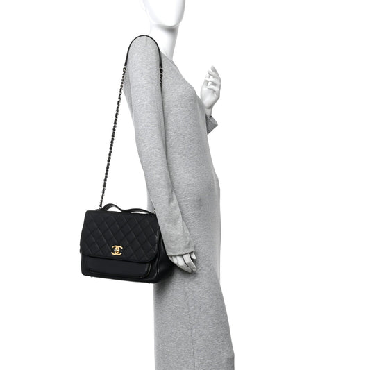Caviar Quilted Large Business Affinity Flap Black