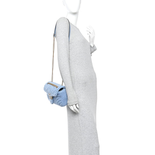 Merino Wool Matelasse Small GG Marmont Shoulder Bag Cadet Blue