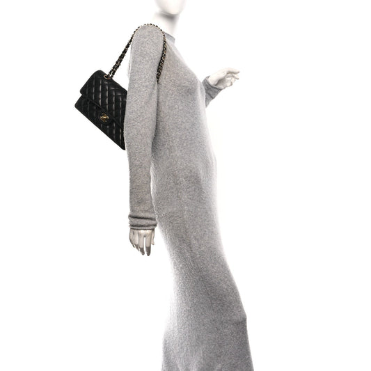 Caviar Quilted Medium Double Flap Black