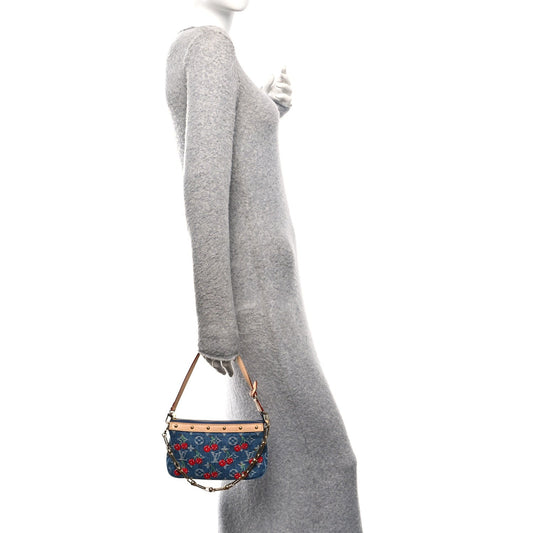 LV X TM Monogram Denim Cerises Pochette Accessories Blue