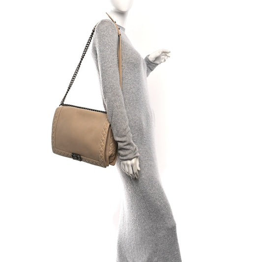 Calfskin Large Boy Reverso Flap Beige