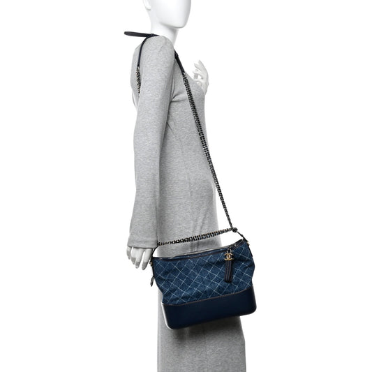 Denim Calfskin Medium Gabrielle Hobo Blue