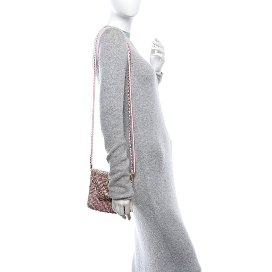 Crystal Embellished Metallic Lambskin Mini Chanel 22 Light Pink