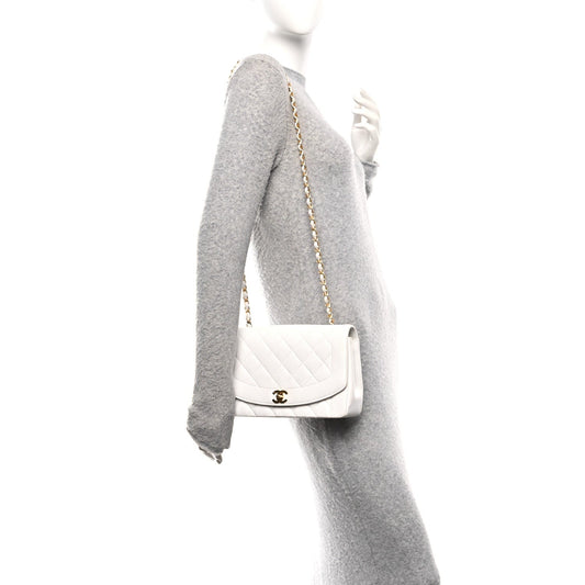 Caviar Quilted Medium Single Flap White