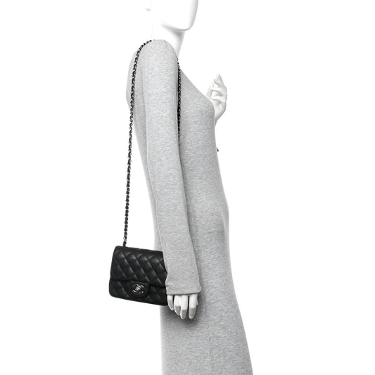 Caviar Quilted Mini Square Flap Black