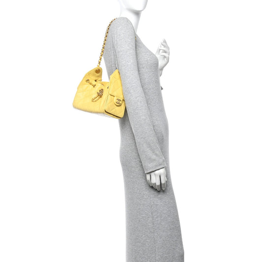 Caviar Quilted Mini Chanel 25 Handbag Yellow