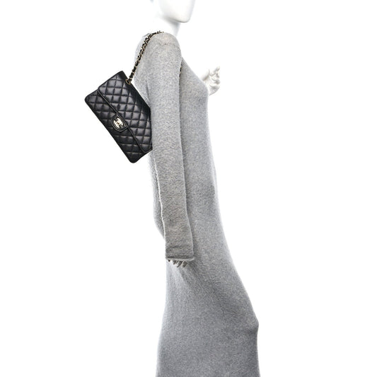 Caviar Quilted Medium Double Flap Black