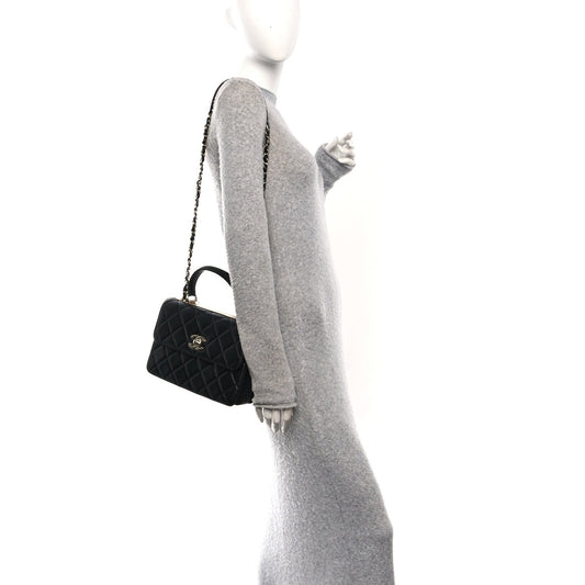 Lambskin Quilted Small Trendy CC Dual Handle Flap Bag Black