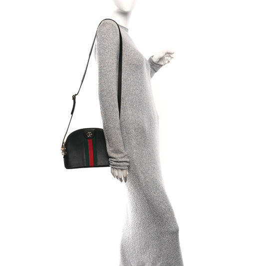 Calfskin GG Web Small Ophidia Dome Shoulder Bag Black