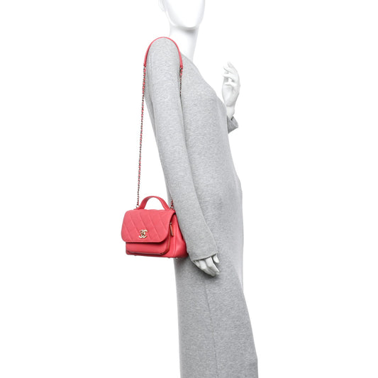 Caviar Quilted Small Business Affinity Flap Coral