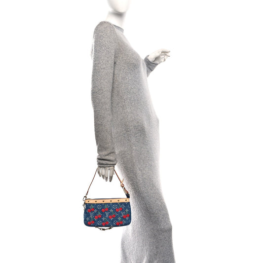 LV X TM Monogram Denim Cerises Pochette Accessories Blue