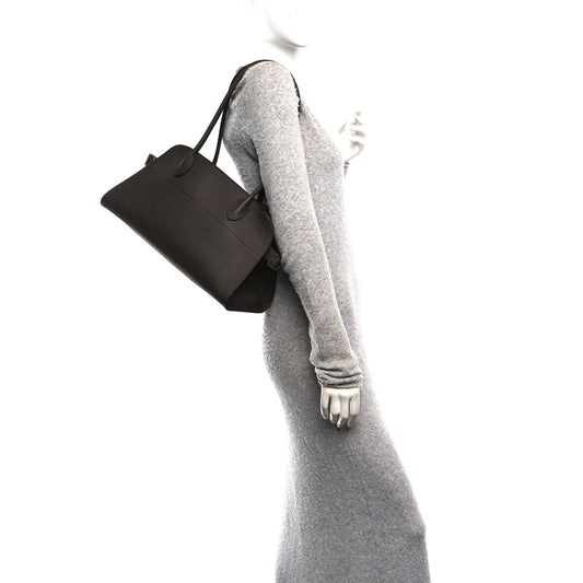 Matte Grained Calfskin Margaux Shoulder 12 Deep Brown