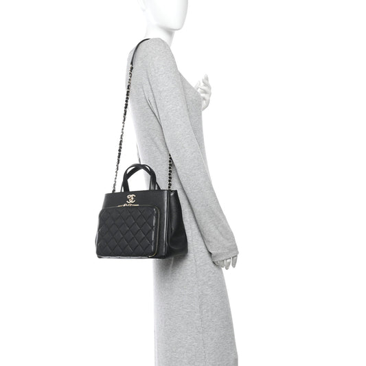Caviar Quilted Small Business Affinity Shopping Bag Black