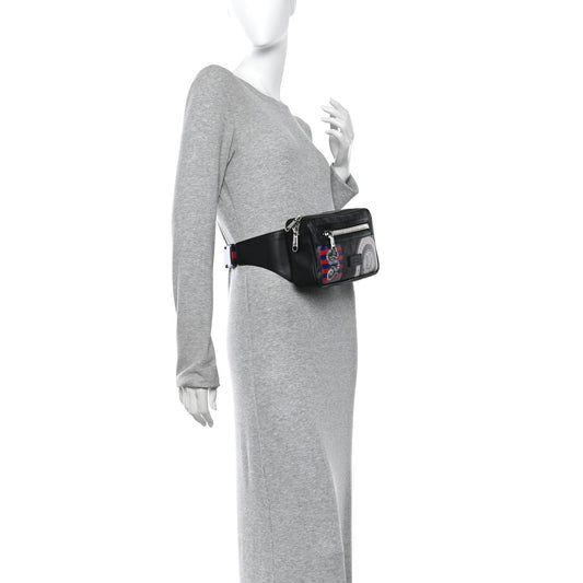 GG Supreme Monogram Night Courrier Belt Bag Black Multicolor