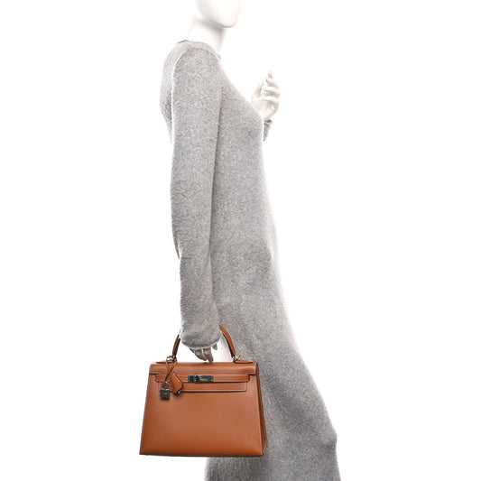 Madame Calfskin Kelly Sellier 28 Gold