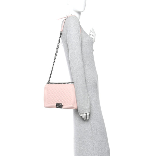 Lambskin Quilted New Medium Boy Flap Light Pink