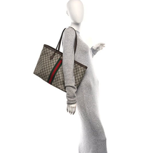 GG Supreme Monogram Medium Ophidia Shopping Tote Brown