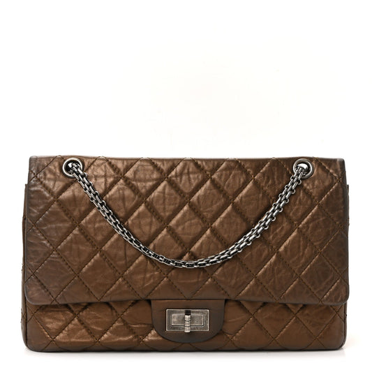Metallic Aged Calfskin Quilted 2.55 Reissue 227 Flap Bronze