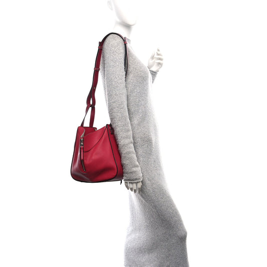 Grained Calfskin Small Hammock Shoulder Bag Raspberry