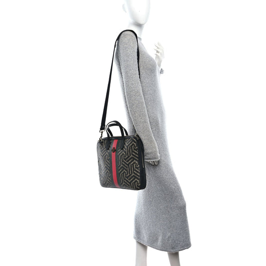 GG Supreme Monogram Caleido Web Briefcase Black