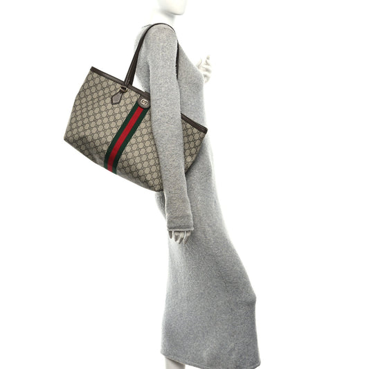 GG Supreme Monogram Medium Ophidia Shopping Tote Brown