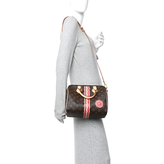 Mon Monogram Speedy Bandouliere 25 Light Pink Sari Red