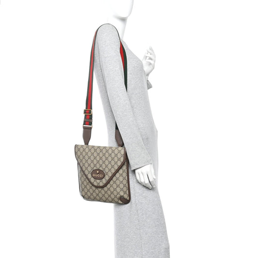 GG Supreme Monogram Web Medium Neo Vintage Flap Messenger Bag Beige New Acero