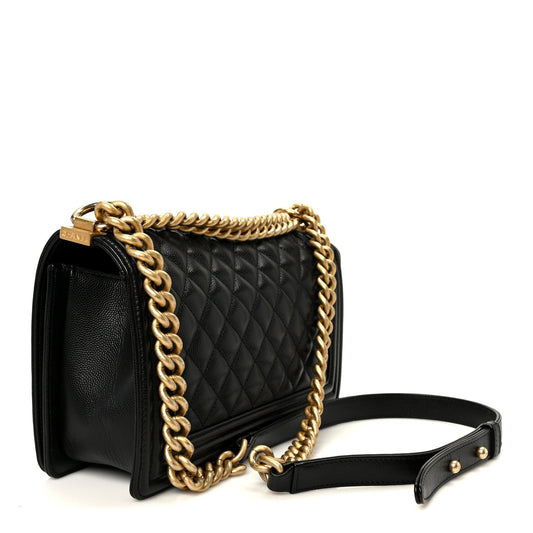Caviar Quilted Medium Boy Flap Black