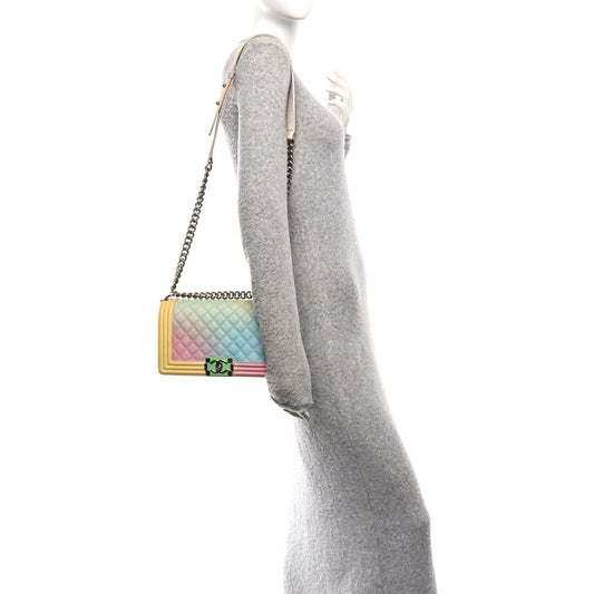 Caviar Quilted Medium Cuba Rainbow Boy Flap Multicolor